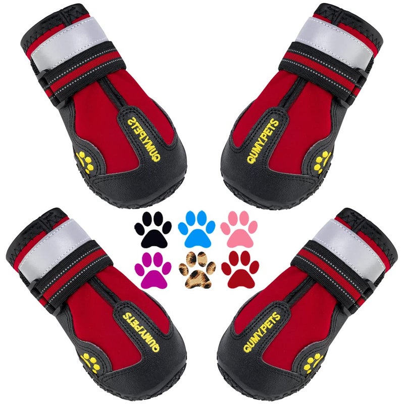 QUMY Dog Shoes for Large Dogs, Medium Dog Boots & Paw Protectors for Winter Snowy Day, Summer Hot Pavement, Water-Resistant in Rainy Weather, Outdoor Walking, Indoor Hardfloors Skid-Resistant Sole - Image 1